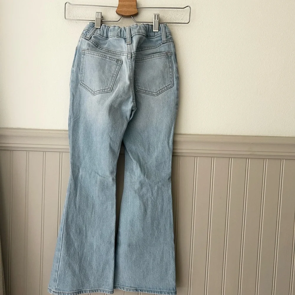 Old Navy Light Blue Kids Distressed Flare Jeans Girls Size 8